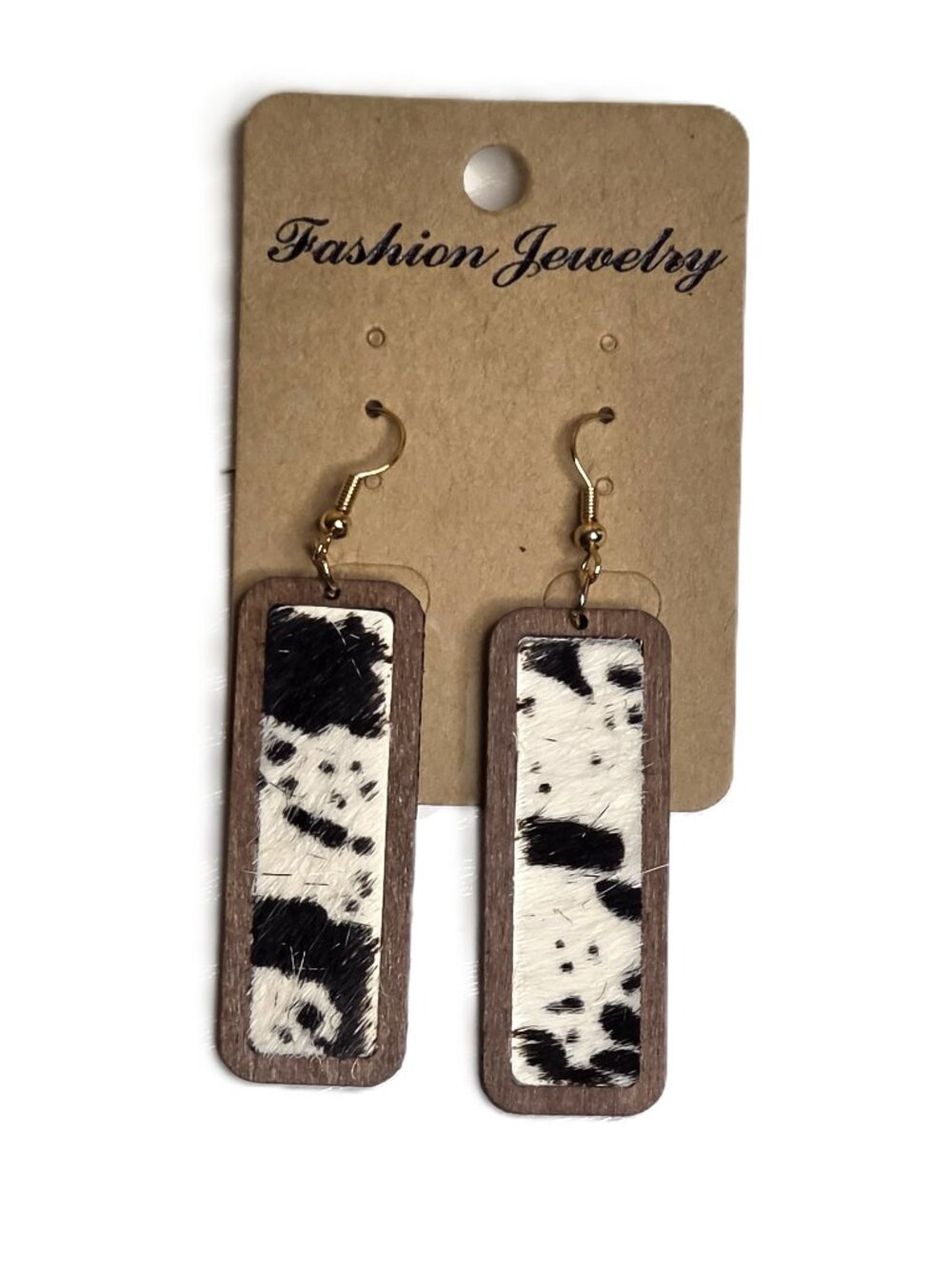 New Black Cream White Cow Cattle Farm Barn Drop Dangle Boho Earrings